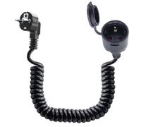 LANMINGLEL Cavo di prolunga a spirale retrattile Schuko 90 gradi, cavo di prolunga corto AC, cavo di prolunga Schuko nero, 3 x 1,0 mm², 5 A, 230 V, IP44 (90 gradi, nero, 3)