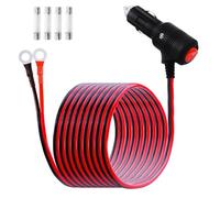 LANMINGLEL Cavo di prolunga per accendisigari da auto a terminale O-Ring con interruttore, 12 V-24 V 16 AWG, cavo di prolunga maschio per accendisigari con fusibile da 15 A, per pompa ad aria inverter