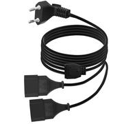 LANMINGLEL Spina europea di tipo C su doppia presa tipo C, cavo di prolunga europeo 2 in 1, spina europea 0,75 mm², max. 2,5 A/250 V per TV computer monitor (90 gradi)