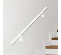 Lanmmraifc Corrimano Moderno per Scale Interne ed Esterne, Barra di Sicurezza per ringhiera in Tubo di Ferro Bianco con Supporto a Parete, Kit Completo(90cm)