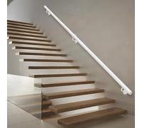 Lanmmraifc Corrimano per Scale da 1 m, 120 cm, 1,5 m, 2 m, 250 cm, 3 m, in Ferro battuto Bianco, per Montaggio a Parete, Barra di Sicurezza Antiscivolo per gradini Interni ed Esterni.(150cm)
