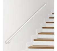 Lanmmraifc Corrimano per Scale da 3 Piedi, 5 Piedi, 7 Piedi e 14 Piedi, Moderno corrimano per Scale in Ferro battuto Bianco da Parete, Barra di Sicurezza Antiscivolo(30cm)