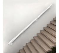 Lanmmraifc Corrimano per Scale in Tubo di Metallo Bianco Industriale da 1m, 1,8m, 2,1m, 3m e 6m, per Montaggio a Parete per Interni ed Esterni, Barra di Sicurezza Antiscivolo per corridoi(270cm)