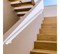 Lanmmraifc Kit corrimano per Scale da 1, 2, 3, 4, 5 e 6 Metri, ringhiera Moderna per Scale, Montaggio a Parete, per Anziani, Asta di Supporto per corridoio di Sicurezza, Bianco(150cm)