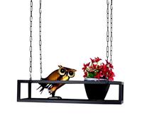 Lanmmraifc Mensole decorative galleggianti, portabottiglie per fiori e piante montato a soffitto con catena in metallo, mensola da parete, espositore per cucina e bar(80x25x15cm)