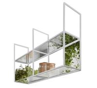 Lanmmraifc Mensole sospese da soffitto, mensole galleggianti in acrilico trasparente a 2 livelli, porta piante, portabottiglie per ristoranti, cucine, bar e caffè(Bianco,150x30x80cm)