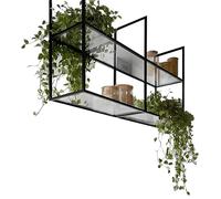 Lanmmraifc Mensole sospese da soffitto, mensole galleggianti in acrilico trasparente a 2 livelli, porta piante, portabottiglie per ristoranti, cucine, bar e caffè(Nero,100x30x80cm)