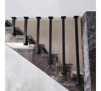 Lanmmraifc Ringhiera per Scale in Metallo Nero per Interni ed Esterni, ringhiera per Scale a L montata sul soffitto, Barra di Sostegno Antiscivolo, balaustre, Kit di Supporto per ringhiere(150cm)