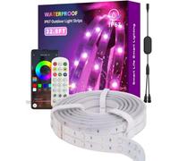 Lanmonlily Striscia LED da 10 m, IP67, per esterni, RGBW, luce bianca calda, 24 V, RGB, per scale, giardino, veranda, balcone (2 x 16,4 FT)