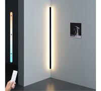 LANMOU Applique da Parete Interno 120CM, LED Lunga Lampada da Parete Nero Moderno per Angolo, Dimmerabile&(3000K-6000K) Con Telecomando, 36W 2880LM, per Soggiorno/Camera/Scala/Corridoio