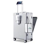 LANMOU Bagaglio a mano, valigetta rigida da 20 pollici, telaio in alluminio, con 4 ruote, TSA, porta USB e porta tazza, trolley a mano con lucchetto a 3 cifre, 56 cm