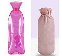 LANMOU Borsa Acqua Calda Peluche Borsa dell'Acqua Calda per Notti Accoglienti Sollievo dal Dolore Collo Posteriore PVC Boule Acqua Calda Boule Acqua Calda (1000ml,red)