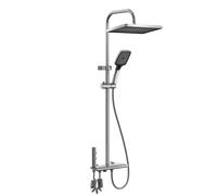 LANMOU Colonna Doccia con Miscelatore Termostatico 40°C, Set Doccia con Soffione (30x20cm) e Doccetta(3 Modalità), 4 Funzioni, Altezza Regolabile(con Allungo 30cm), Ottone e Acciaio Inox, Cromato