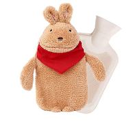 LANMOU Hot Water Bottle with Cover - Fluffy Hot Water Bottles for Hands, Furry Hot Water Bag, Soft Faux Fur Warm Water Bottle for Women Men Pain Relief (Brown rabbit)