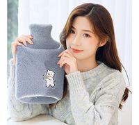 LANMOU Hot Water Bottle with Fleece Cover uk 2 pack, Large Hot Water Bag Big 1.2l with Soft Premium Fluffy Cover, 1.2 Liter Large Capacity or Hot and Cold Compress, Secret Santa Gifts (1000ml,Blue)