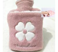 LANMOU Hot Water Bottle with Soft Cover, Hot Water Bag with Soft Faux Fur Warm for Period Pain, Neck and Shoulders, Back Great Gift for Women, Seniors & Children (Intervention,pink)