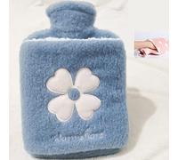 LANMOU Hot Water Bottle with Soft Cover, Hot Water Bag with Soft Faux Fur Warm for Period Pain, Neck and Shoulders, Back Great Gift for Women, Seniors & Children (Intervention,green)