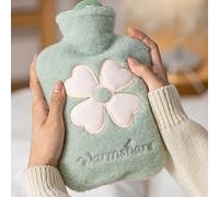 LANMOU Hot Water Bottle with Soft Cover, Hot Water Bag with Soft Faux Fur Warm for Period Pain, Neck and Shoulders, Back Great Gift for Women, Seniors & Children (500ml,light green)