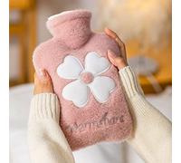 LANMOU Hot Water Bottle with Soft Cover, Hot Water Bag with Soft Faux Fur Warm for Period Pain, Neck and Shoulders, Back Great Gift for Women, Seniors & Children (500ml,pink)