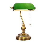 LANMOU Lampada da Banchiere Verde, Lampada da Tavolo Studio Ufficio Scrivania Retrò Lampada da Comodino Tradizionale in Metallo in Ottone Lucido, con Interruttore, Paralume in Vetro Verde, Attacco E27
