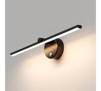 LANMOU Lampada Specchio Bagno, 41cm Luce Specchio Bagno LED con Interruttore, 8W 640LM, 4000K Applique Dimmerabile Tocco, IP44, 300° Girevole, Nero