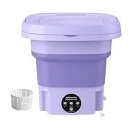 LANMOU Lavatrice Portatile Mini Lavatrice Pieghevole 8L con Cestello di Scarico, Lavatrice Automatica a Disinfezione per Biancheria Intima, Calzini, Vestiti per Bambini, Viaggi, Campeggio, Viola