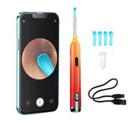 LANMOU Otoscopio con Telecamera e Luce LED Otoscopio WiFi Senza Fili da 12MP Strumento di Pulizia Dell'orecchio con 4 Cucchiai Auricolari in Silicone, Pulizia Orecchie per iPhone & Android (Orange)