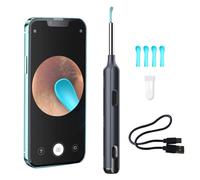 LANMOU Otoscopio con Telecamera e Luce LED Otoscopio WiFi Senza Fili da 12MP Strumento di Pulizia Dell'orecchio con 4 Cucchiai Auricolari in Silicone, Pulizia Orecchie per iPhone & Android (Black)