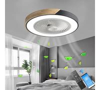 LANMOU Ventilatore da Soffitto con Lampada, 72W Lampadario Dimmerabile Ventilatore Silenzioso con Telecomando/APP, Timer, 3 Velocità del Vento e 3 Temperatura di Colore, Ø52cm, Round, Nero