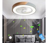 LANMOU Ventilatore da Soffitto con Lampada, 72W Lampadario Dimmerabile Ventilatore Silenzioso con Telecomando/APP, Timer, 3 Velocità del Vento e 3 Temperatura di Colore, Ø52cm, Round,Grigio