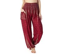 Lannaclothesdesign Women's Smocked Waist Boho Flowy Yoga Harem Pants Hippie Clothes