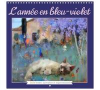L'année en bleu-violet (Calendrier mural carré 2026 30 x 60 cm (ouvert)) Calendrier double avec une page pour vos prises de notes