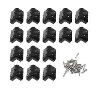 LannuMet 16 protezioni angolari in plastica per casse acustiche, angolo retto, con viti di montaggio, nero, 80 mm