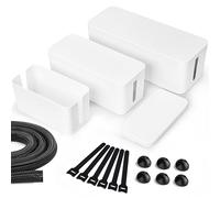 Lannvan Scatola di Gestione dei Cavi,Set da 3 Scatola per Cavi,Scatola Portacavi,Scatola di Immagazzinaggio del Filo per Nascondere i Cavi,Scatola Cavi per Organizzare Cavi per USB e Multipresa,Bianco