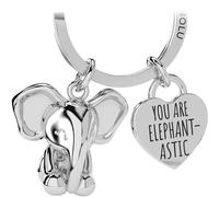 LANOLU Portachiavi elefante Rüsselmeister, portafortuna portachiavi partner e migliore amica, coppia regalo amico in metallo, argento