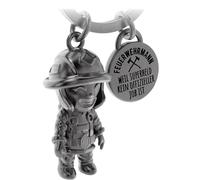 LANOLU Portachiavi pompiere, regalo per uomini, portafortuna per pompieri, in metallo, argento vintage, S