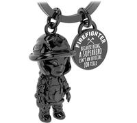 LANOLU Portachiavi pompiere, regalo per uomini, portafortuna per pompieri, in metallo, Nero