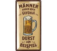 LANOLU Targa in metallo retrò con scritta "Birra MänNER HABEN GEFÜHLE - Cartello divertente con frasi, bar decorazione per cantina, pub, decorazione da bar - idea regalo per la festa del papà 16 x 32