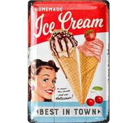 LANOLU Targa in metallo retrò da cucina vintage Ice Cream US Diner Targa decorativa in metallo per gli amanti del frappè e del cupcake in stile cartello in legno US Sweets decorazione con punzonatura