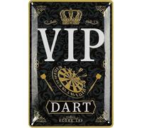 LANOLU Targa in metallo retrò per freccette - bar, pub e cantina delle feste - idea regalo per uomini - freccette in metallo VIP DART LOUNGE con vero effetto oro e punzonatura 20 x 30 cm