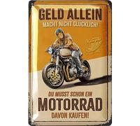 LANOLU Targa in metallo retrò per moto - regalo moto per uomini e motociclisti - divertente targa per officina e garage - decorazione vintage targa in metallo con curvatura 20 x 30 cm