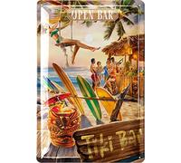 LANOLU Targa in metallo retrò - Targa da cocktail - Decorazione per bar Tiki, surf, piscina e feste - 20 x 30 cm