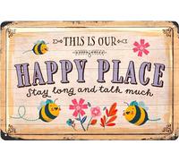 LANOLU Targa in metallo vintage con scritta "This is Our Happy Place", 30,5 x 20,3 cm