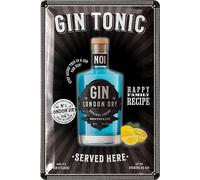 LANOLU Targhe in metallo retrò Bar decorative - Bar cartello Gin Tonic SerVED HERE - Targa da cocktail con frasi divertenti come regalo - Targhe metalliche vintage come accessori alcolici -
