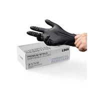 LANON 6-mil Guanti Monouso in Nitrile Nero, EN 374 Resistenti agli Agenti Chimici, Heavy-Duty, Meccanici, Punte delle dita Testurizzate, Senza Lattice, XL