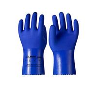 LANON Guanti Resistente alle Sostanze Chimiche in PVC, Guanti in Gomma per Impieghi Gravosi, Protezione da Acidi, Alcali e Olio, Impermeabile, Antiscivolo, Blu, Taglia XL