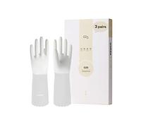 LANON Wahoo 3 Paia Guanti Pulizia Casa, Guanti da Cucina Sfoderati per Lavare i Piatti, Riutilizzabili, Impermeabile, Antiscivolo, Senza Latex, Bianco, L