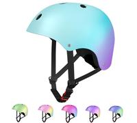 LANOVAGEAR Casco da Ciclismo, Skateboard, Roller Skating e Sci - Leggero per Uomini, Donne e Bambini (Verde+Blu+Viola, M)