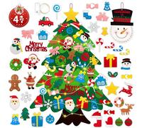 Lanpn Albero di Natale in Feltro 102 cm, con Calendario Avvento Pupazzo di Neve, Albero Natale Montessori per Bambini, Albero di Natale con luci con 41 Pezzi Decorazione da Appendere in Velcro