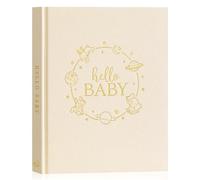 Lanpn Album Diario Nascita Bambino Bambina, Libro Nascita Bimbo Bimba, Album Foto Fotografico Neonato Bambini per Incollare Foto e Scritte, Baby Book Regalo per Primo Anno a 5 Anni, Inglese, Beige